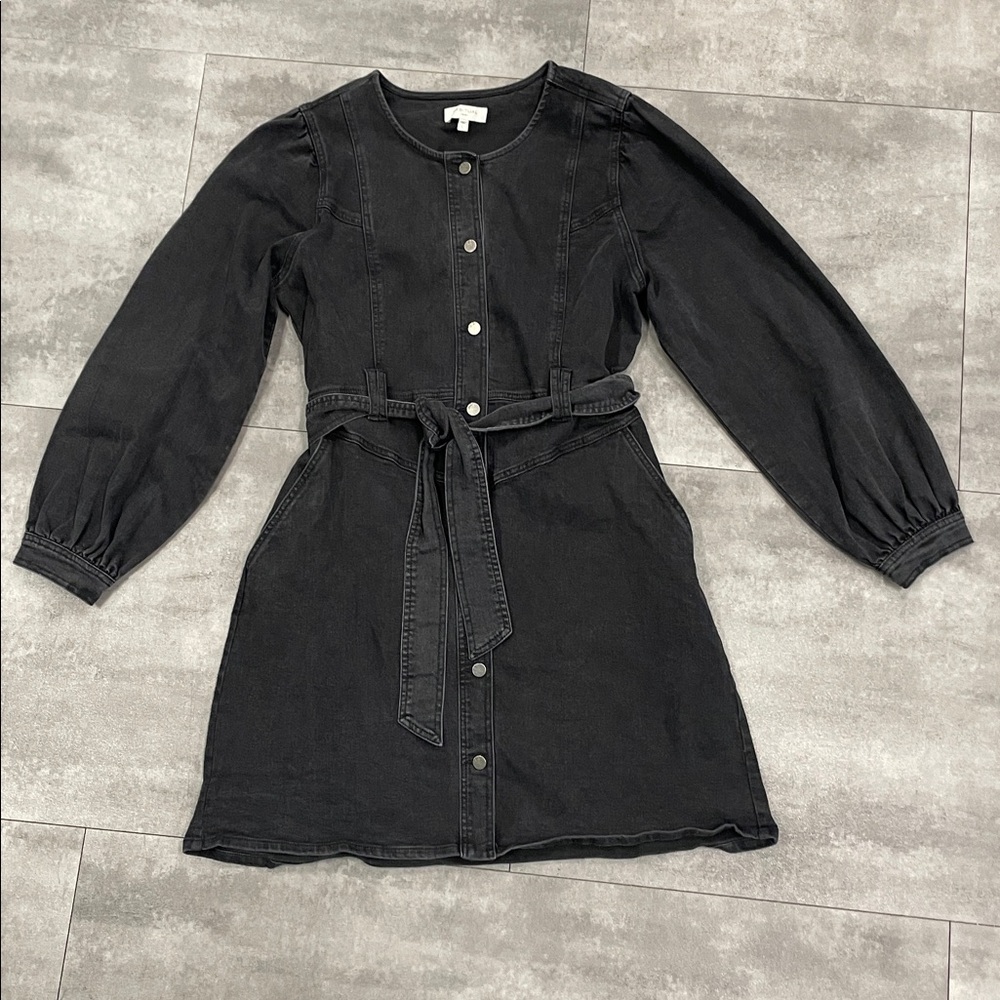 Size large habitual washed black denim long sleeve dress